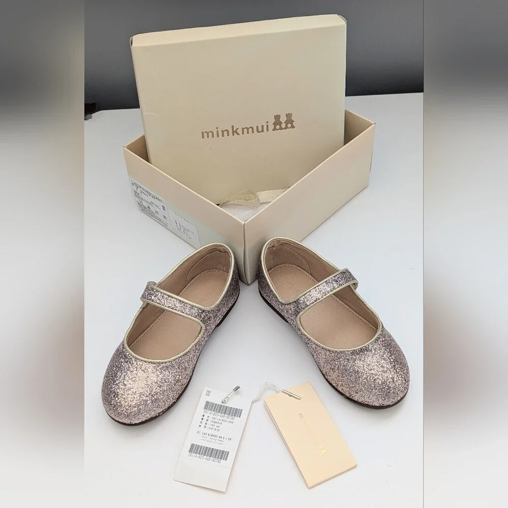 NEW Minkmui Kid's (Size 9-9 1/2) Sparkly Glitter Sequins Mary Jane Dress Shoes